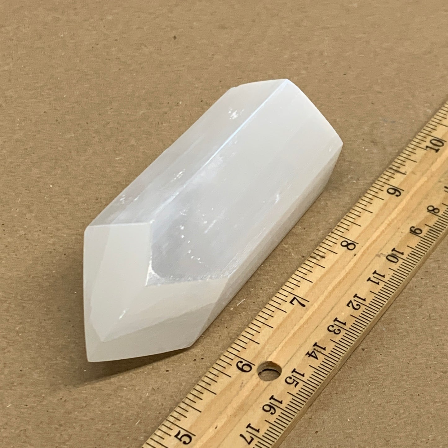 202g, 3.8"x1.6", Selenite (Satin Spar) Crystal Tower Point, B36034