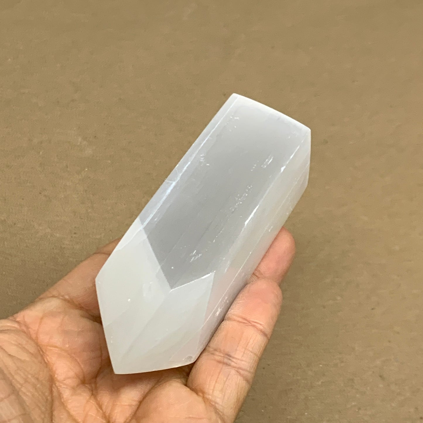 203g, 3.8"x1.6", Selenite (Satin Spar) Crystal Tower Point, B36040