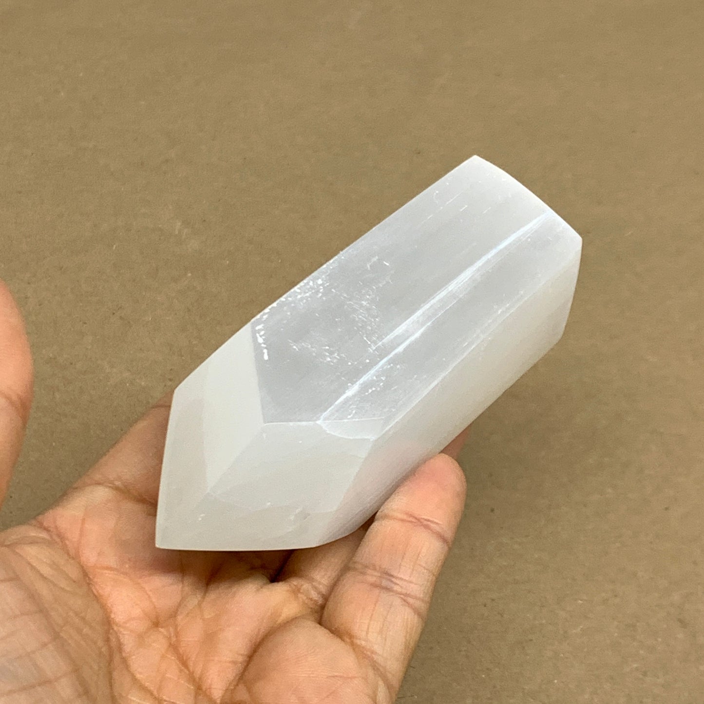 203g, 3.8"x1.6", Selenite (Satin Spar) Crystal Tower Point, B36040