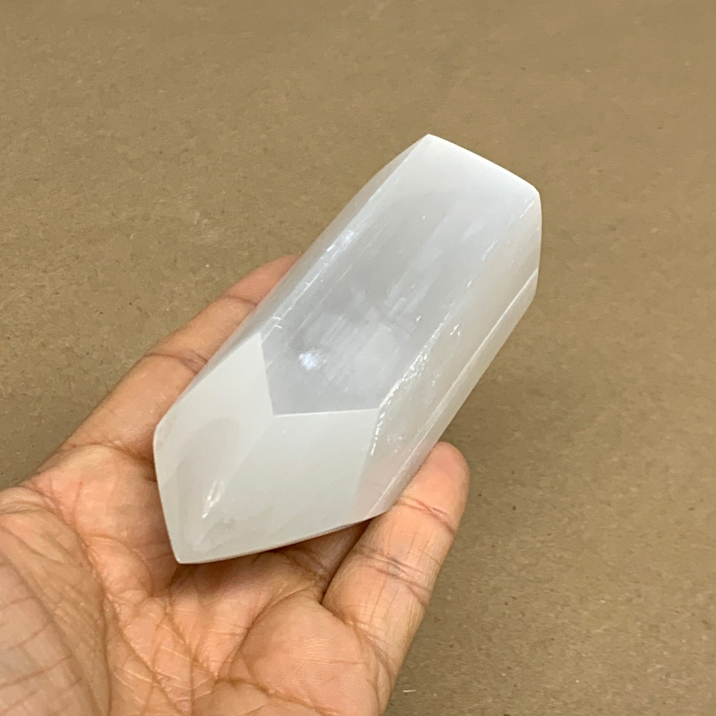 203g, 3.8"x1.6", Selenite (Satin Spar) Crystal Tower Point, B36040