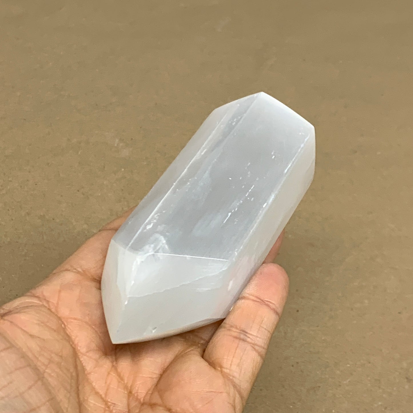 203g, 3.8"x1.6", Selenite (Satin Spar) Crystal Tower Point, B36040