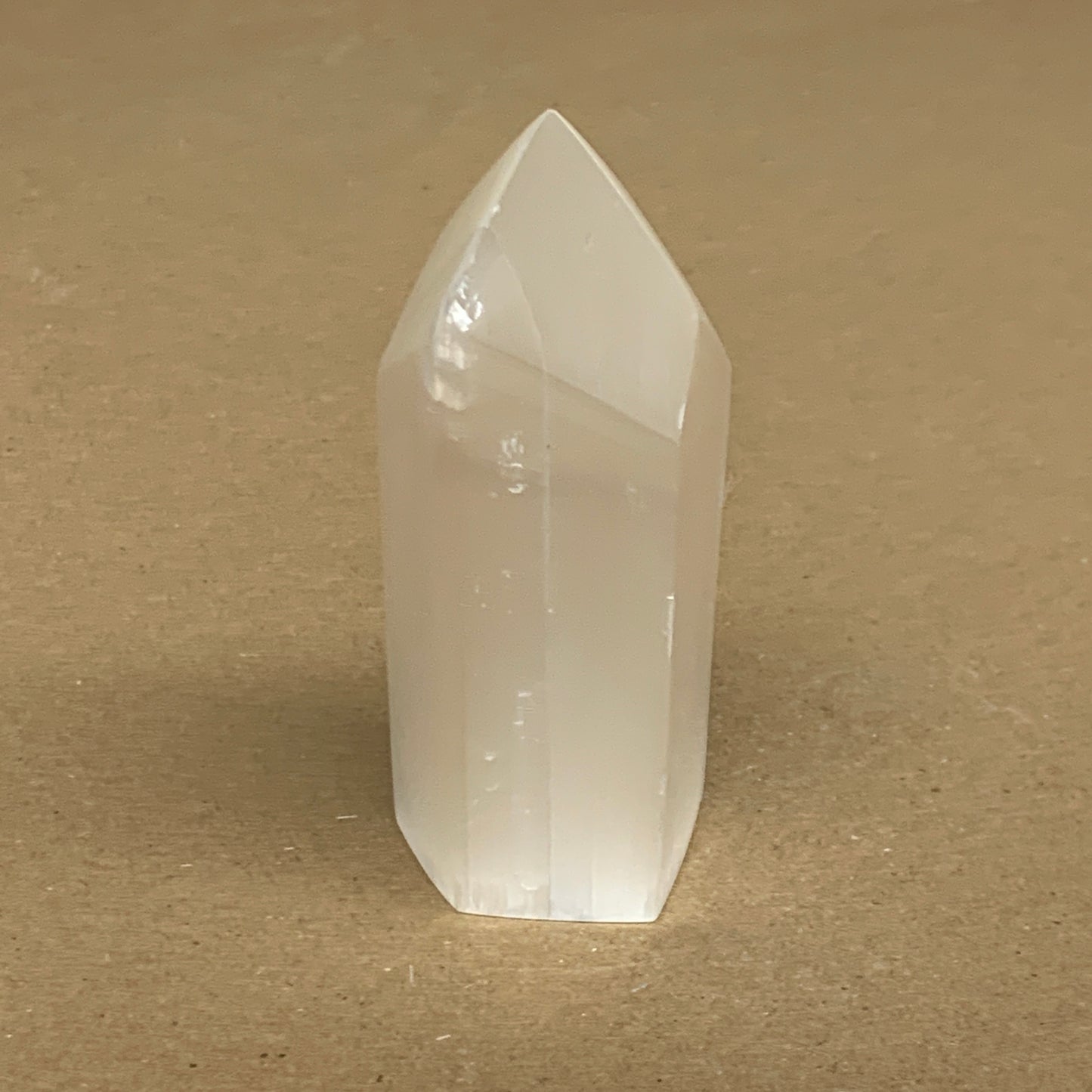 203g, 3.8"x1.6", Selenite (Satin Spar) Crystal Tower Point, B36040