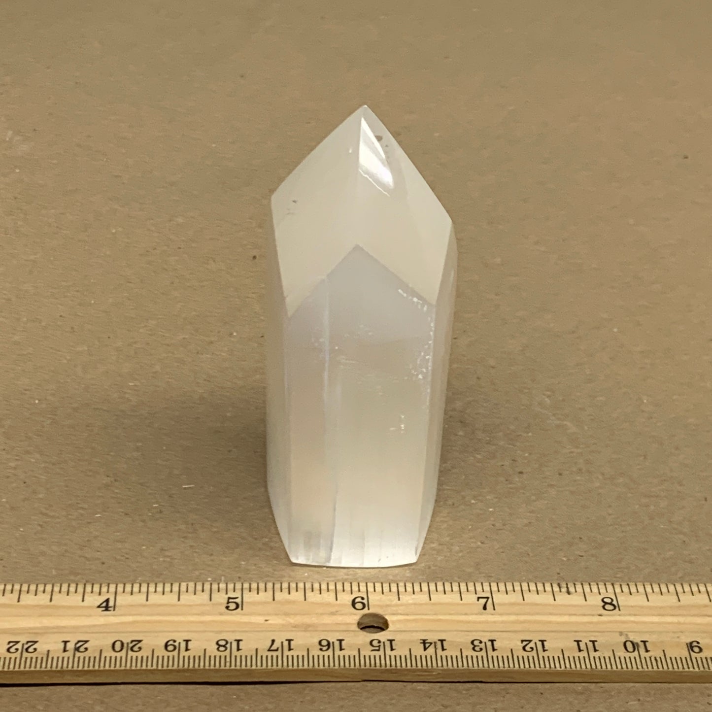 203g, 3.8"x1.6", Selenite (Satin Spar) Crystal Tower Point, B36040