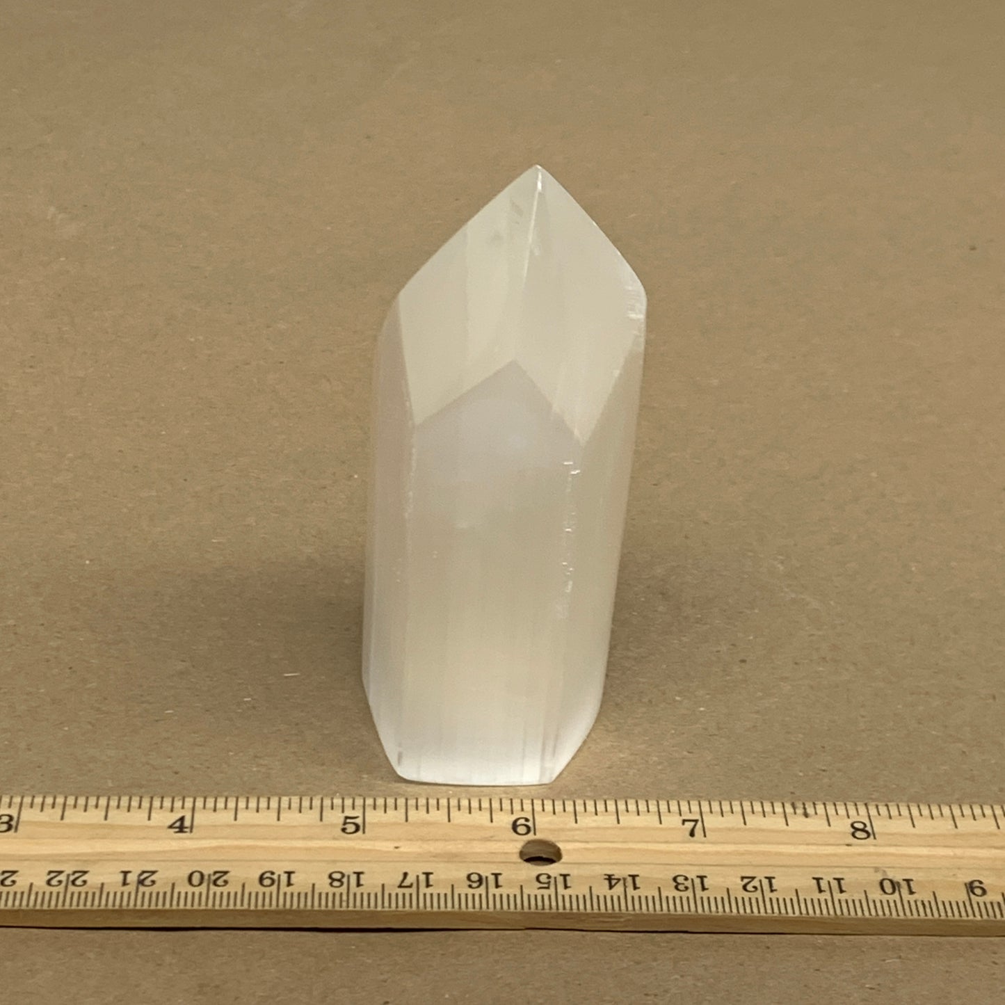 203g, 3.8"x1.6", Selenite (Satin Spar) Crystal Tower Point, B36040