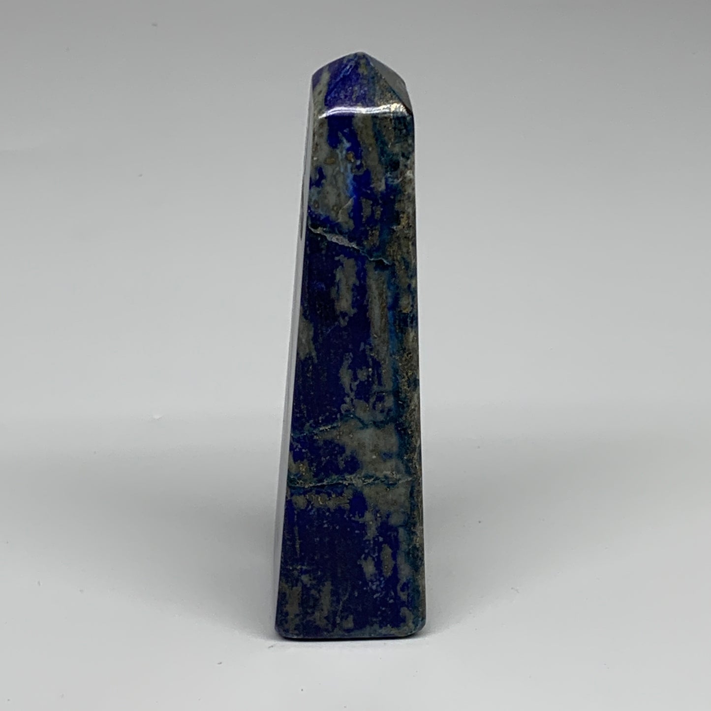 223.4g, 4.8"x1.1"x1.2", Natural Lapis Lazuli Tower Point Obelisk Afghanistan,B30