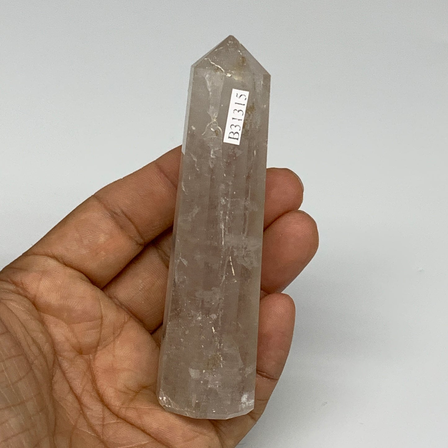 101g, 3.9"x1", Natural Quartz Crystal Tower Point Obelisk @India, B31315