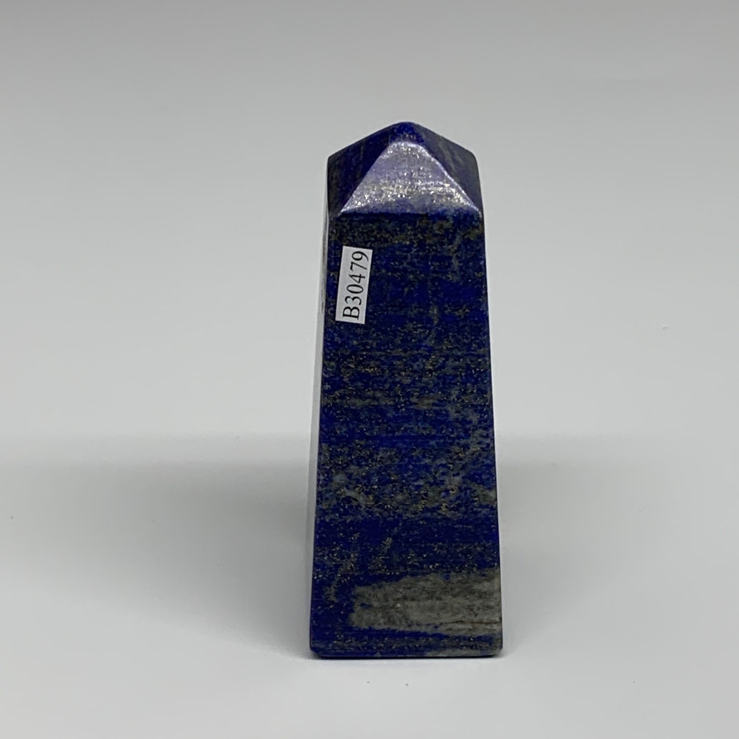 250.3g, 3.8"x1.3"x1.3", Natural Lapis Lazuli Tower Point Obelisk Afghanistan,B30