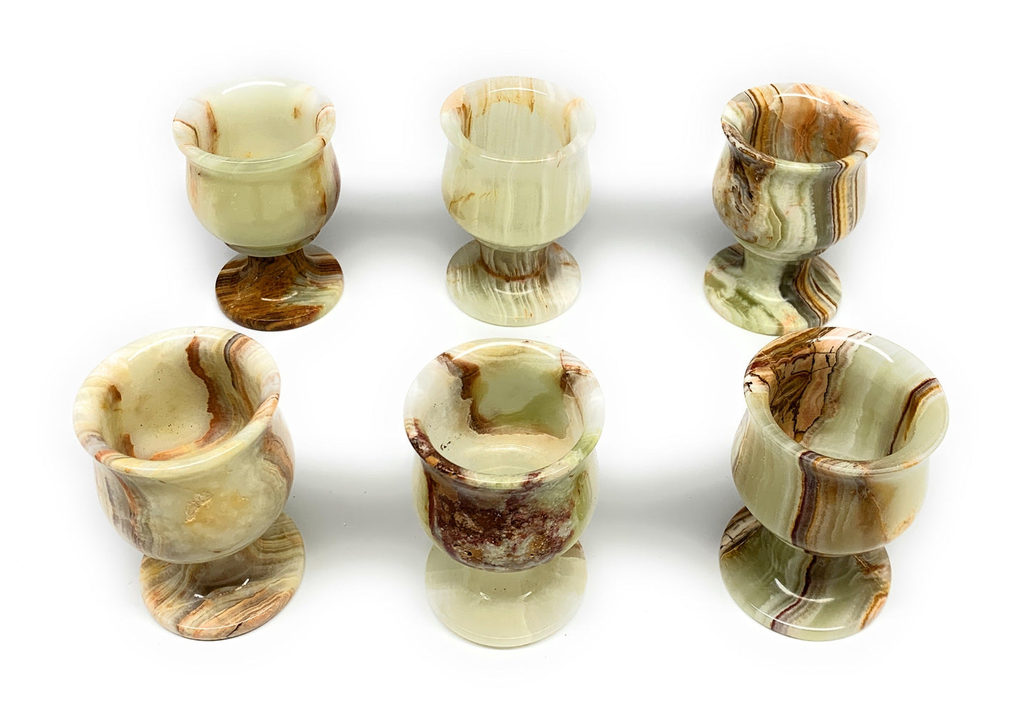 6pcs set, 2.8" x 2" Green Onyx cups wholesale