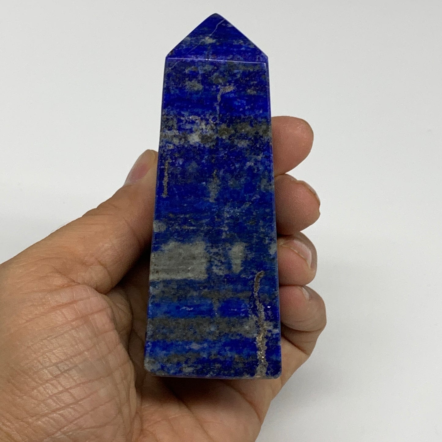 273.6g, 3.8"x1.4"x1.4", Natural Lapis Lazuli Tower Point Obelisk Afghanistan,B30