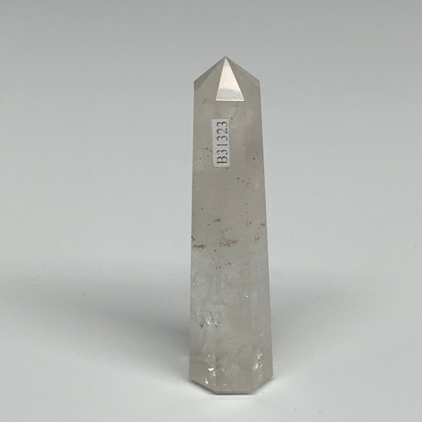 87.9g, 3.9"x0.9", Natural Quartz Crystal Tower Point Obelisk @India, B31323