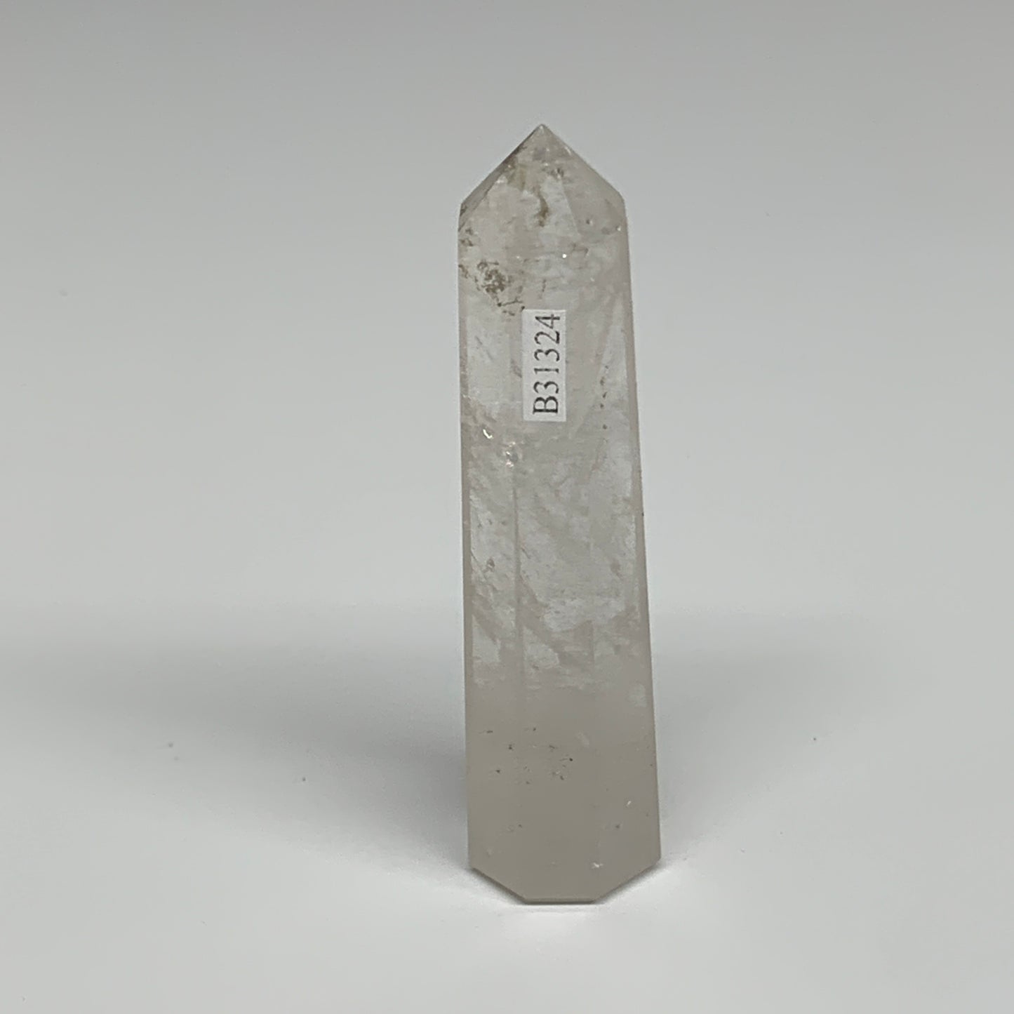 79.8g, 3.7"x0.9", Natural Quartz Crystal Tower Point Obelisk @India, B31324