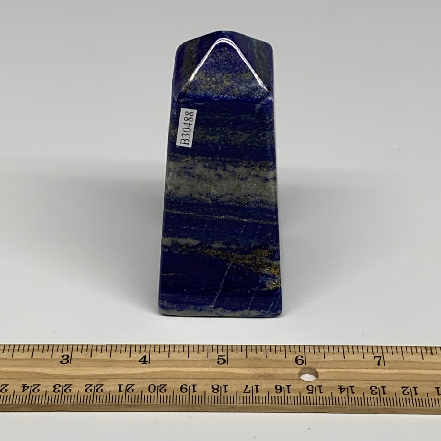 380.5g, 4"x1.7"x1.7", Natural Lapis Lazuli Tower Point Obelisk Afghanistan,B3048