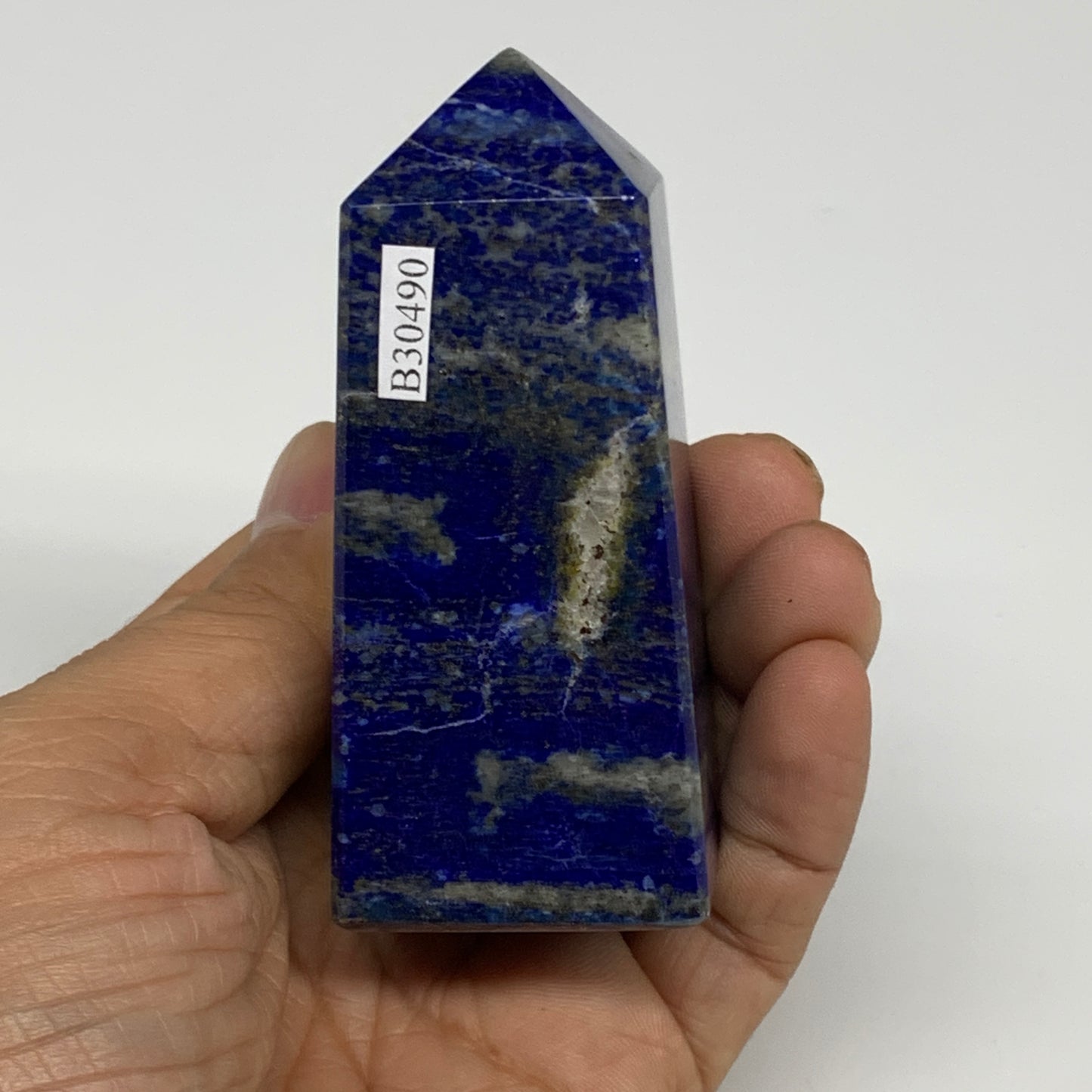 213.3g, 3.1"x1.3"x1.3", Natural Lapis Lazuli Tower Point Obelisk Afghanistan,B30
