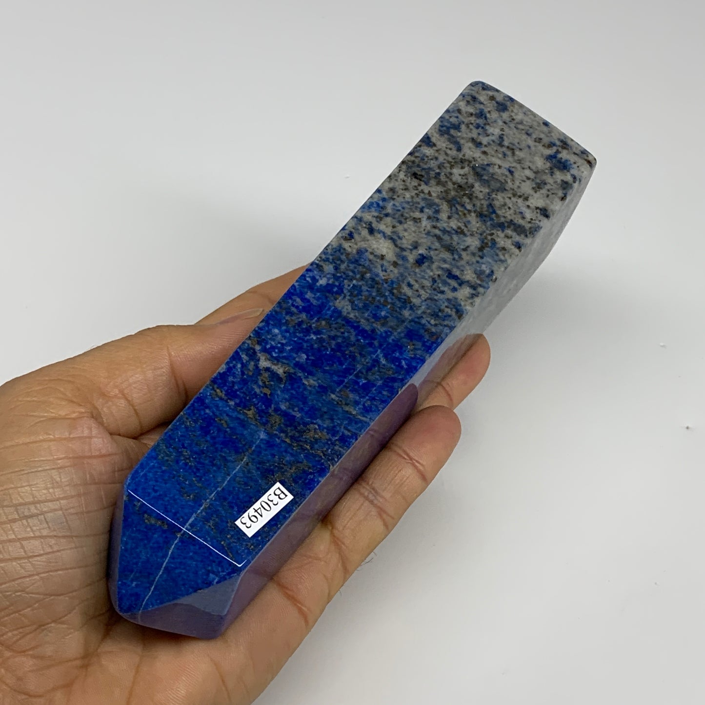 625g, 6.4"x1.5"x1.5", Natural Lapis Lazuli Tower Point Obelisk Afghanistan,B3049