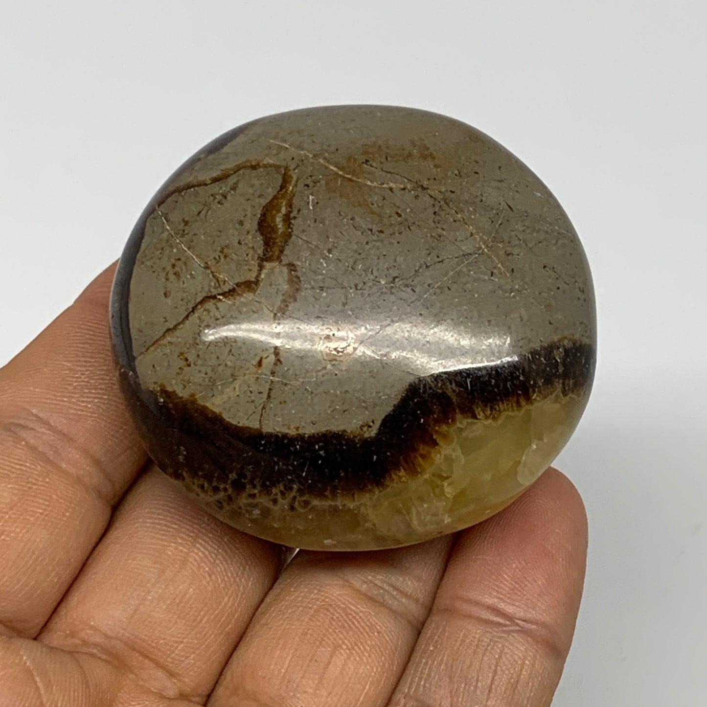 90.9g,2"x1.9"x1", Septarian Nodule Palm-Stone Polished Reiki, B28246