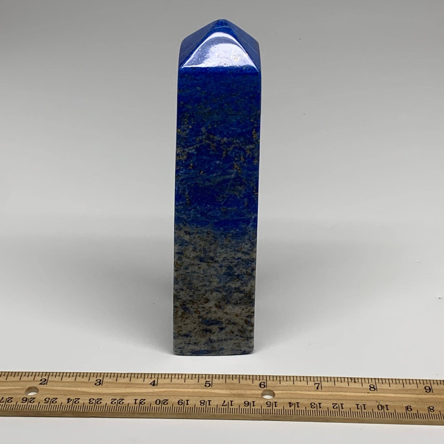 625g, 6.4"x1.5"x1.5", Natural Lapis Lazuli Tower Point Obelisk Afghanistan,B3049