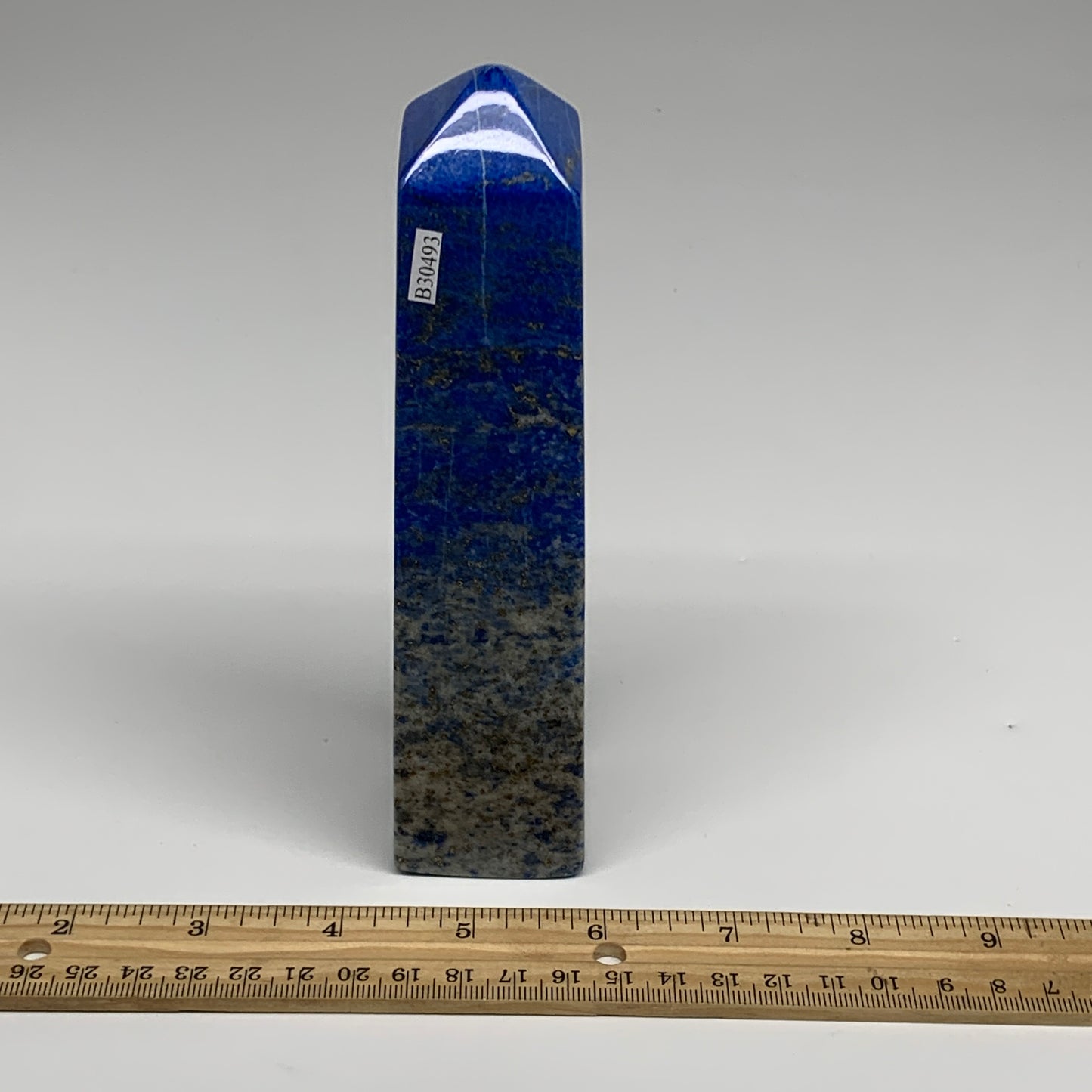 625g, 6.4"x1.5"x1.5", Natural Lapis Lazuli Tower Point Obelisk Afghanistan,B3049