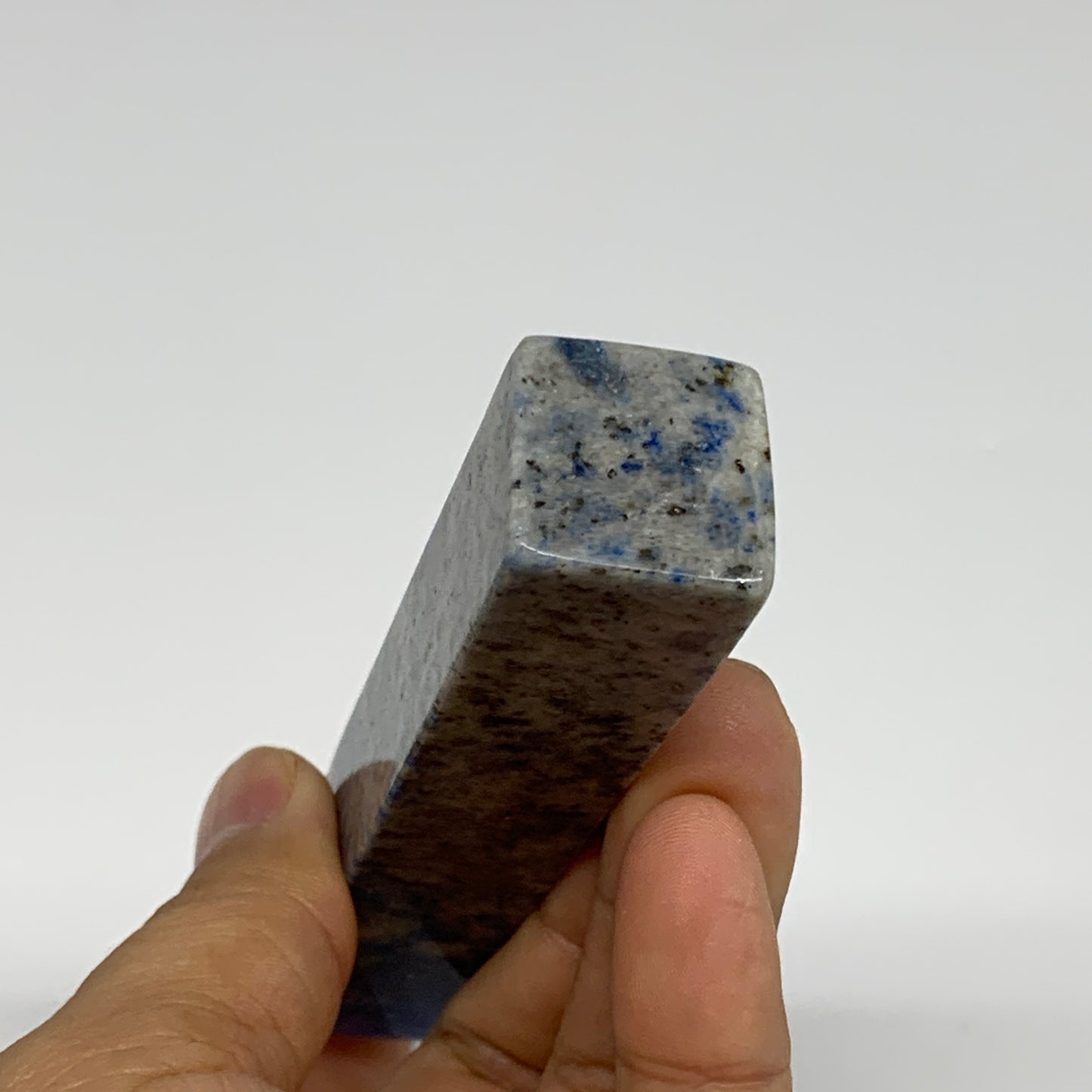 122.8g, 4.5"x0.8"x0.8", Natural Lapis Lazuli Tower Point Obelisk Afghanistan,B30