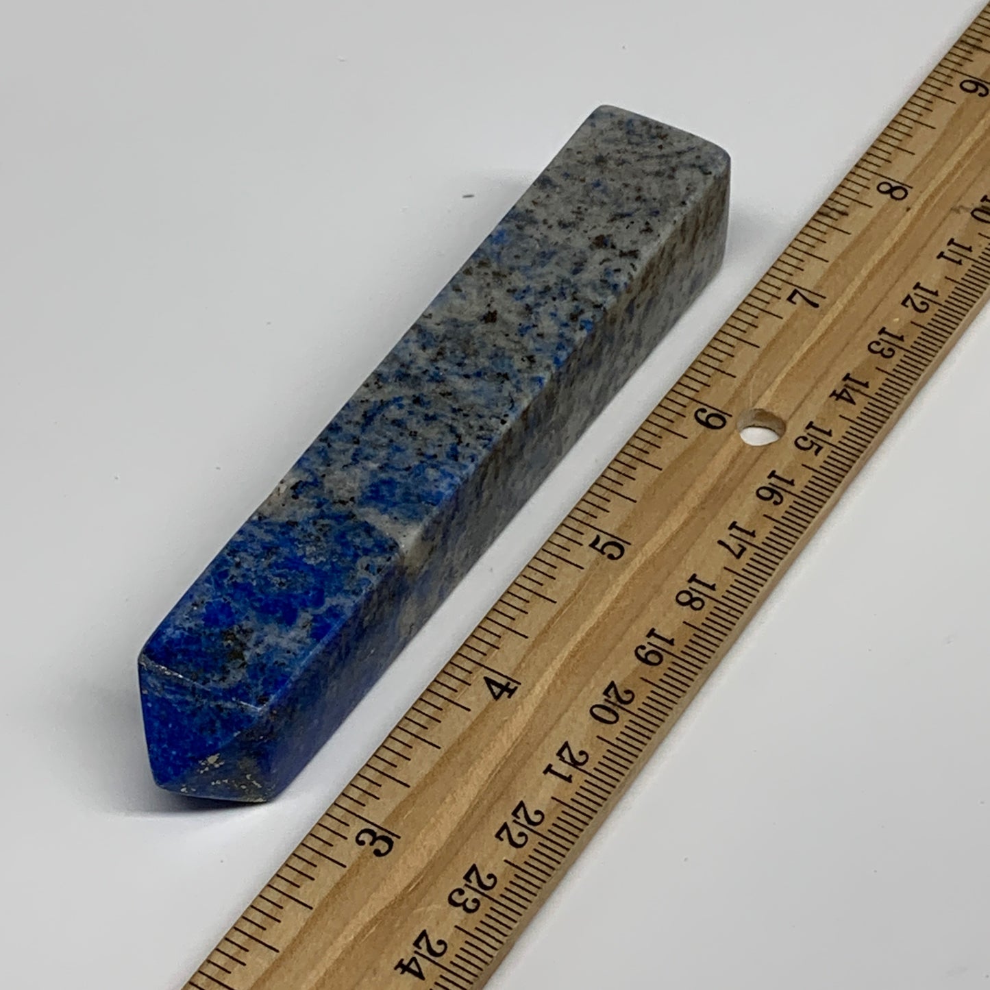 122.8g, 4.5"x0.8"x0.8", Natural Lapis Lazuli Tower Point Obelisk Afghanistan,B30