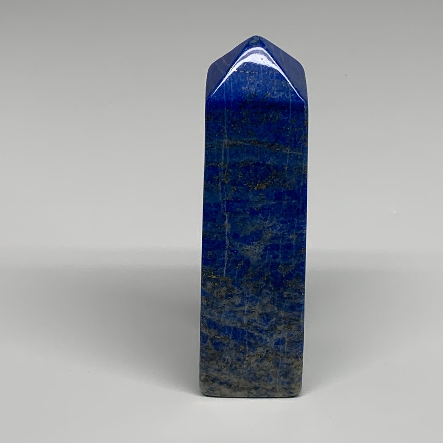 379.8g, 4.8"x1.4"x1.4", Natural Lapis Lazuli Tower Point Obelisk Afghanistan,B30