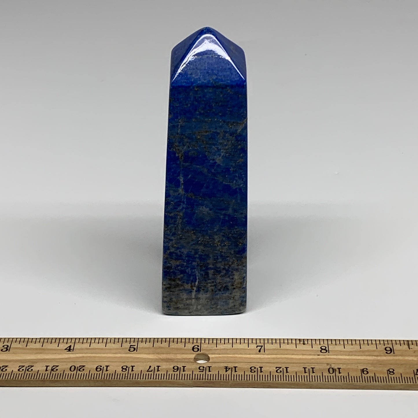 379.8g, 4.8"x1.4"x1.4", Natural Lapis Lazuli Tower Point Obelisk Afghanistan,B30