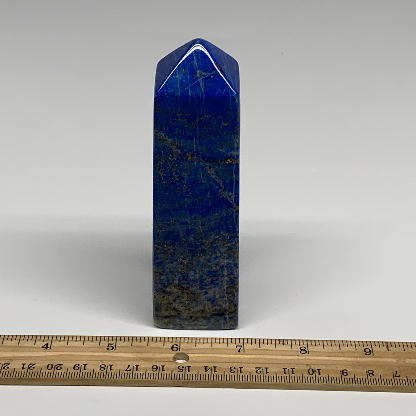 379.8g, 4.8"x1.4"x1.4", Natural Lapis Lazuli Tower Point Obelisk Afghanistan,B30