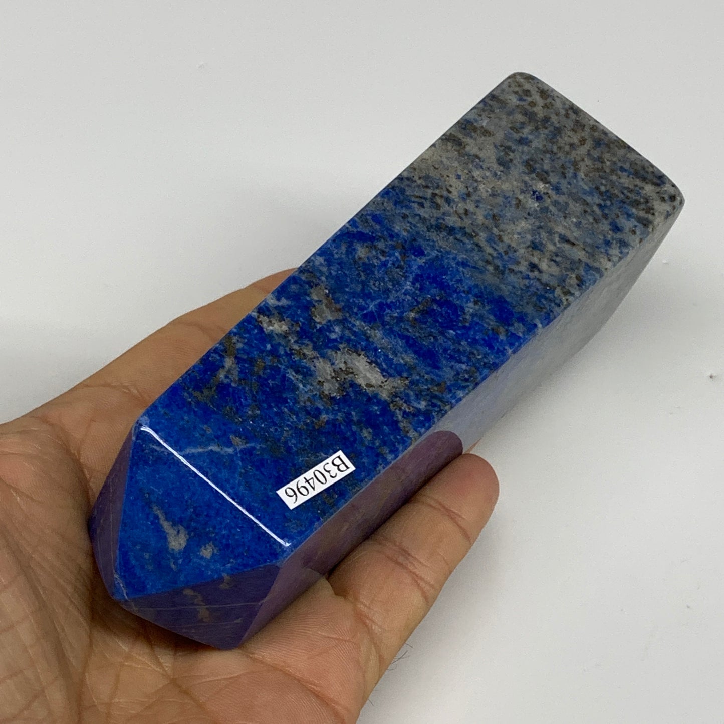 528g, 5.2"x1.6"x1.6", Natural Lapis Lazuli Tower Point Obelisk Afghanistan,B3049