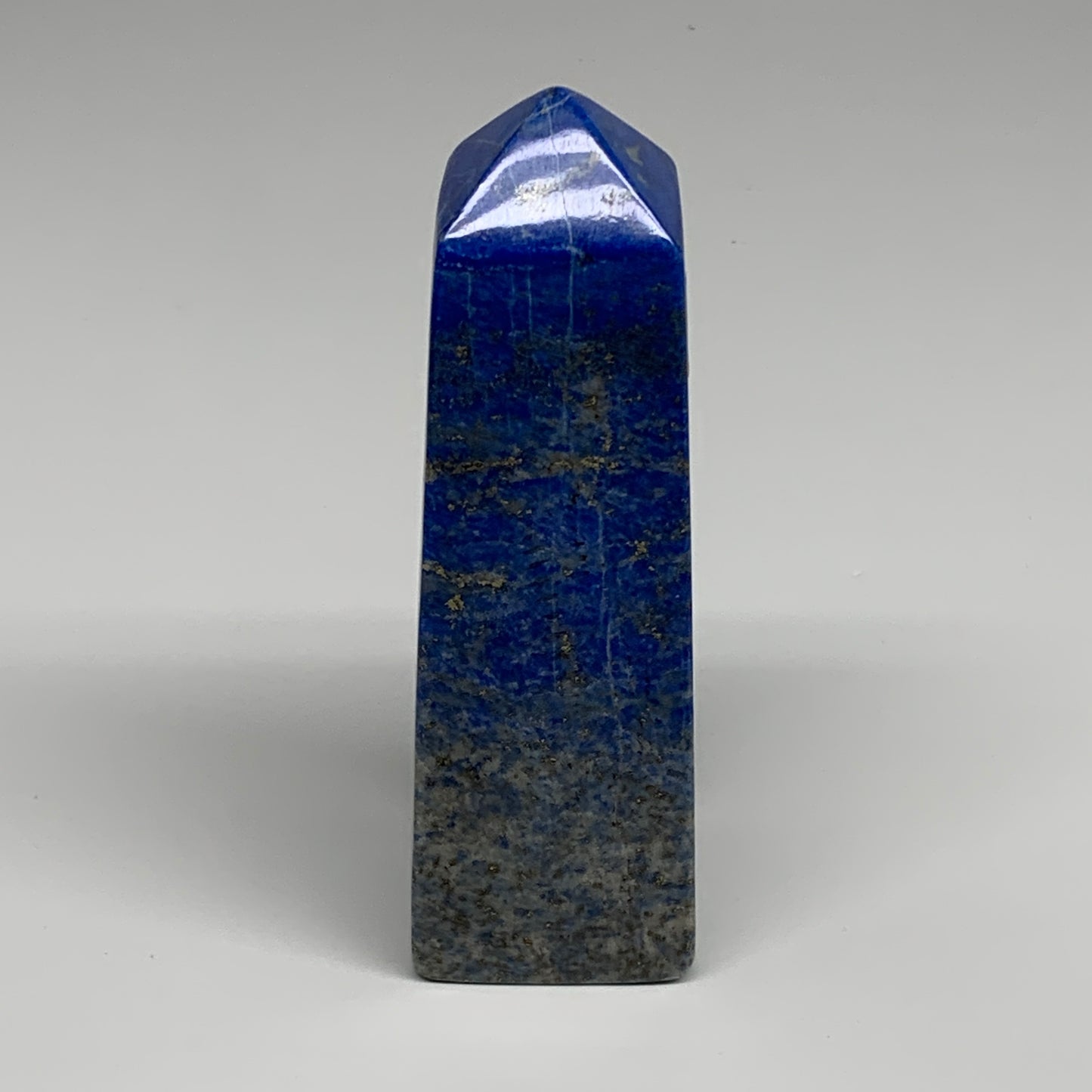 528g, 5.2"x1.6"x1.6", Natural Lapis Lazuli Tower Point Obelisk Afghanistan,B3049