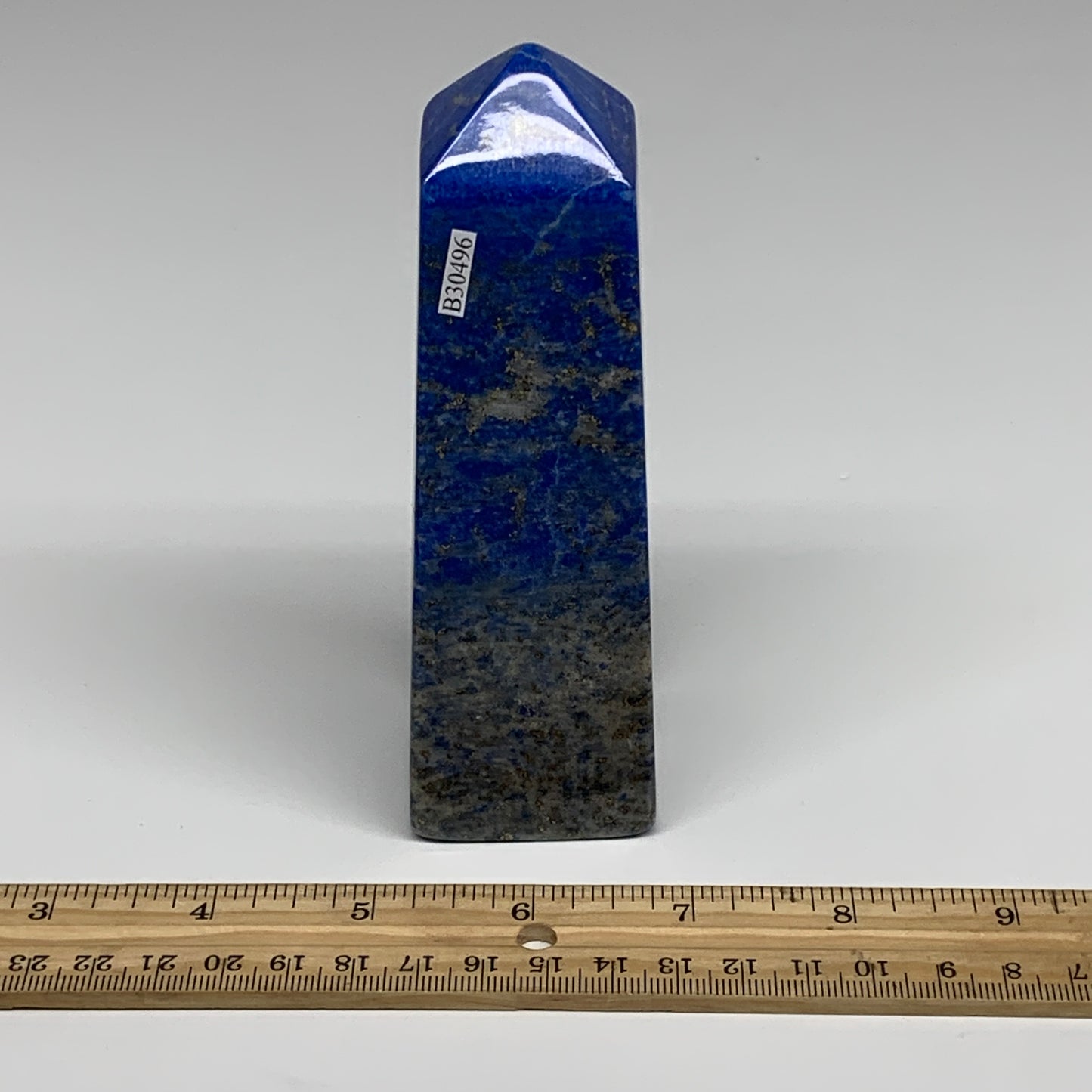 528g, 5.2"x1.6"x1.6", Natural Lapis Lazuli Tower Point Obelisk Afghanistan,B3049