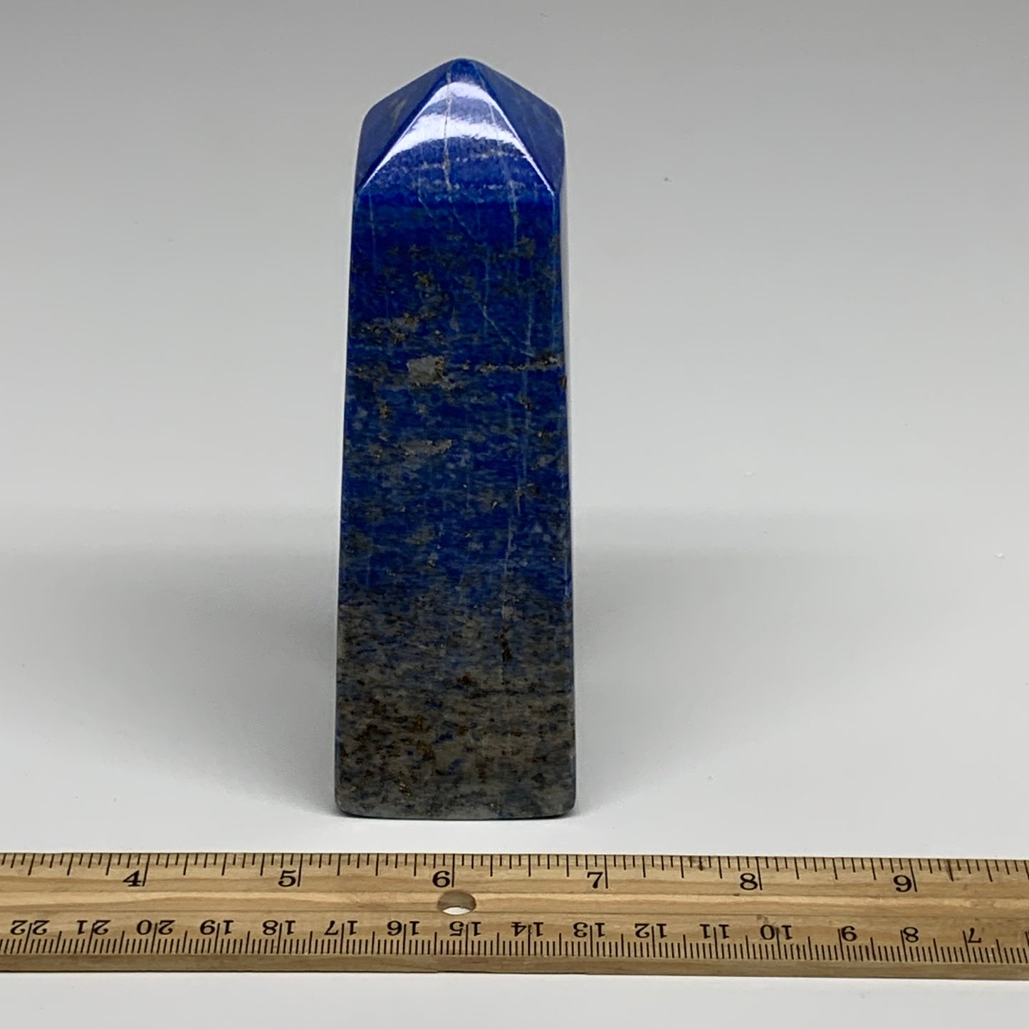 528g, 5.2"x1.6"x1.6", Natural Lapis Lazuli Tower Point Obelisk Afghanistan,B3049