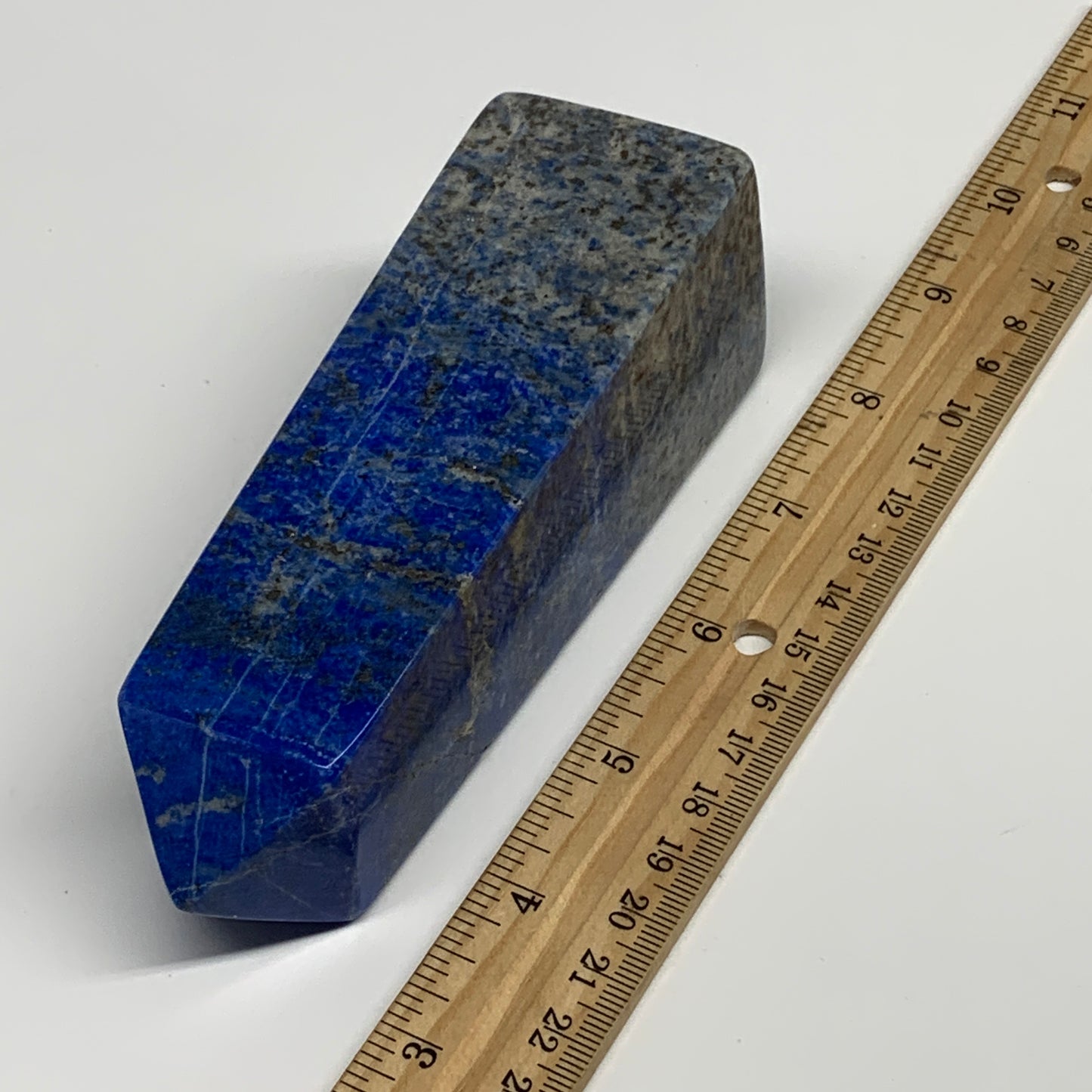 528g, 5.2"x1.6"x1.6", Natural Lapis Lazuli Tower Point Obelisk Afghanistan,B3049