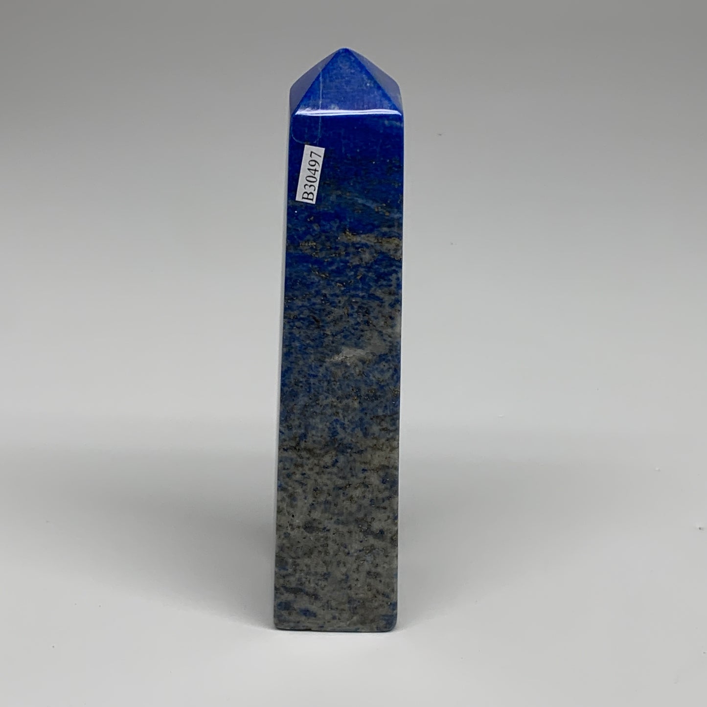 413.8g, 6.1"x1.3"x1.3", Natural Lapis Lazuli Tower Point Obelisk Afghanistan,B30