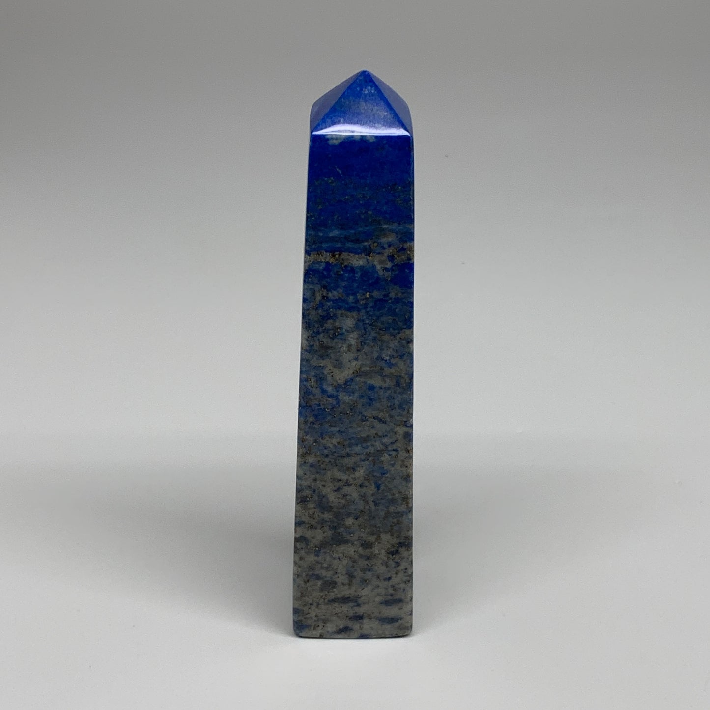 413.8g, 6.1"x1.3"x1.3", Natural Lapis Lazuli Tower Point Obelisk Afghanistan,B30