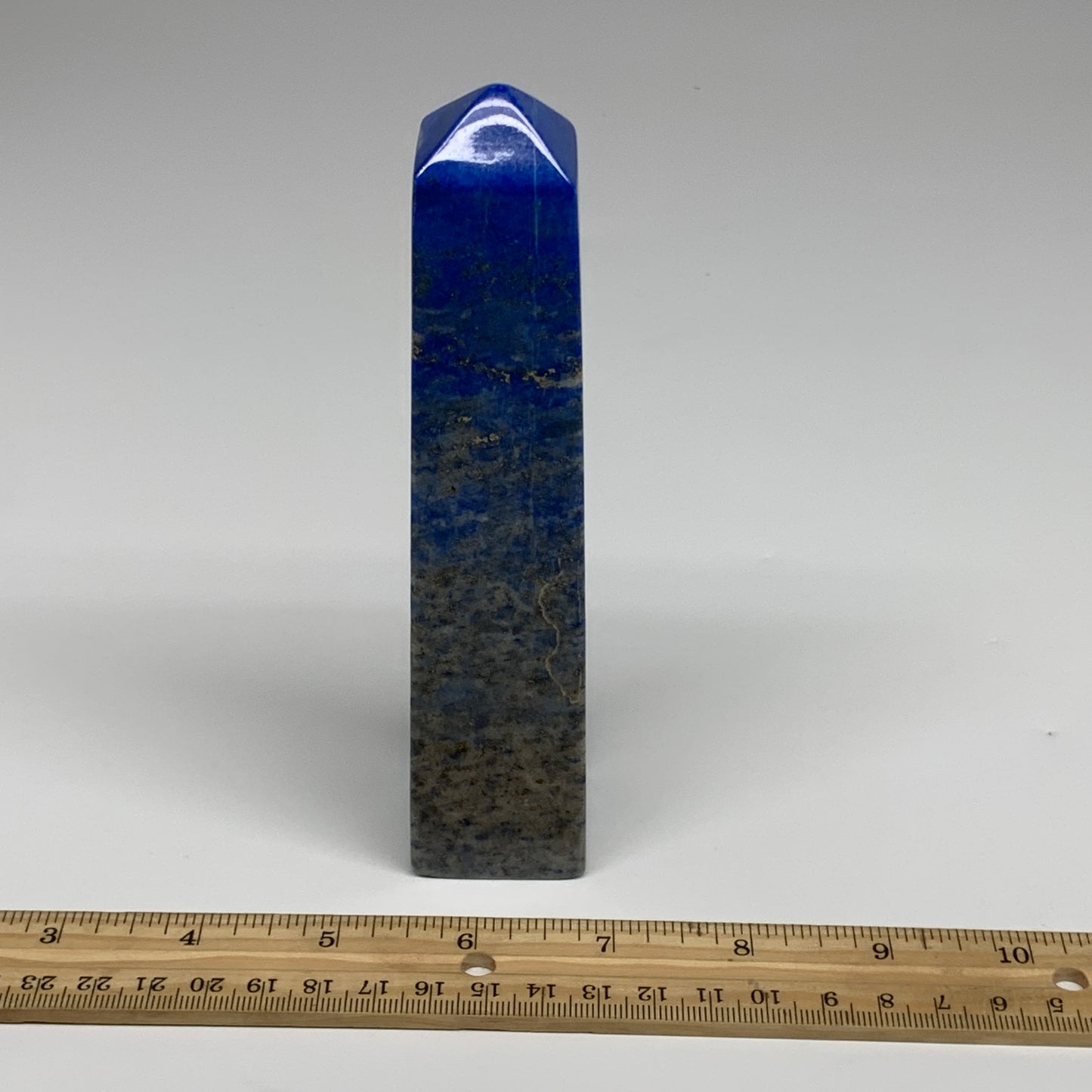 413.8g, 6.1"x1.3"x1.3", Natural Lapis Lazuli Tower Point Obelisk Afghanistan,B30