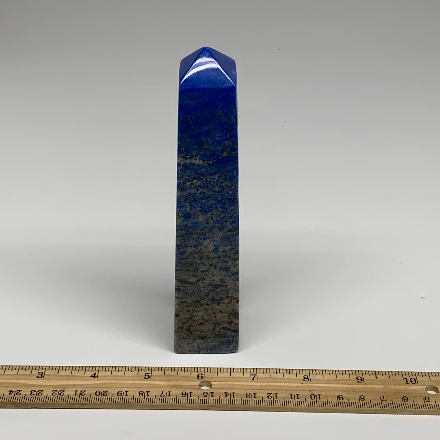 413.8g, 6.1"x1.3"x1.3", Natural Lapis Lazuli Tower Point Obelisk Afghanistan,B30