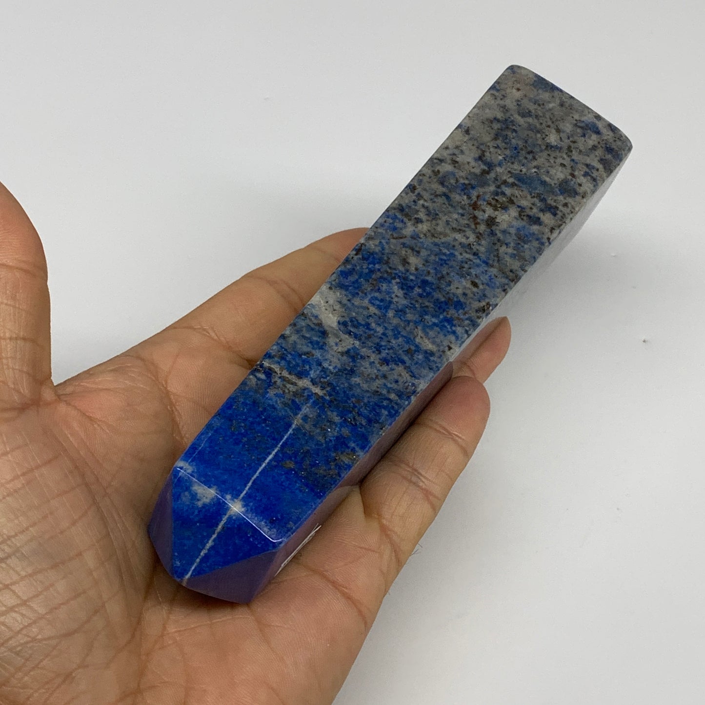 428.9g, 6.2"x1.3"x1.4", Natural Lapis Lazuli Tower Point Obelisk Afghanistan,B30