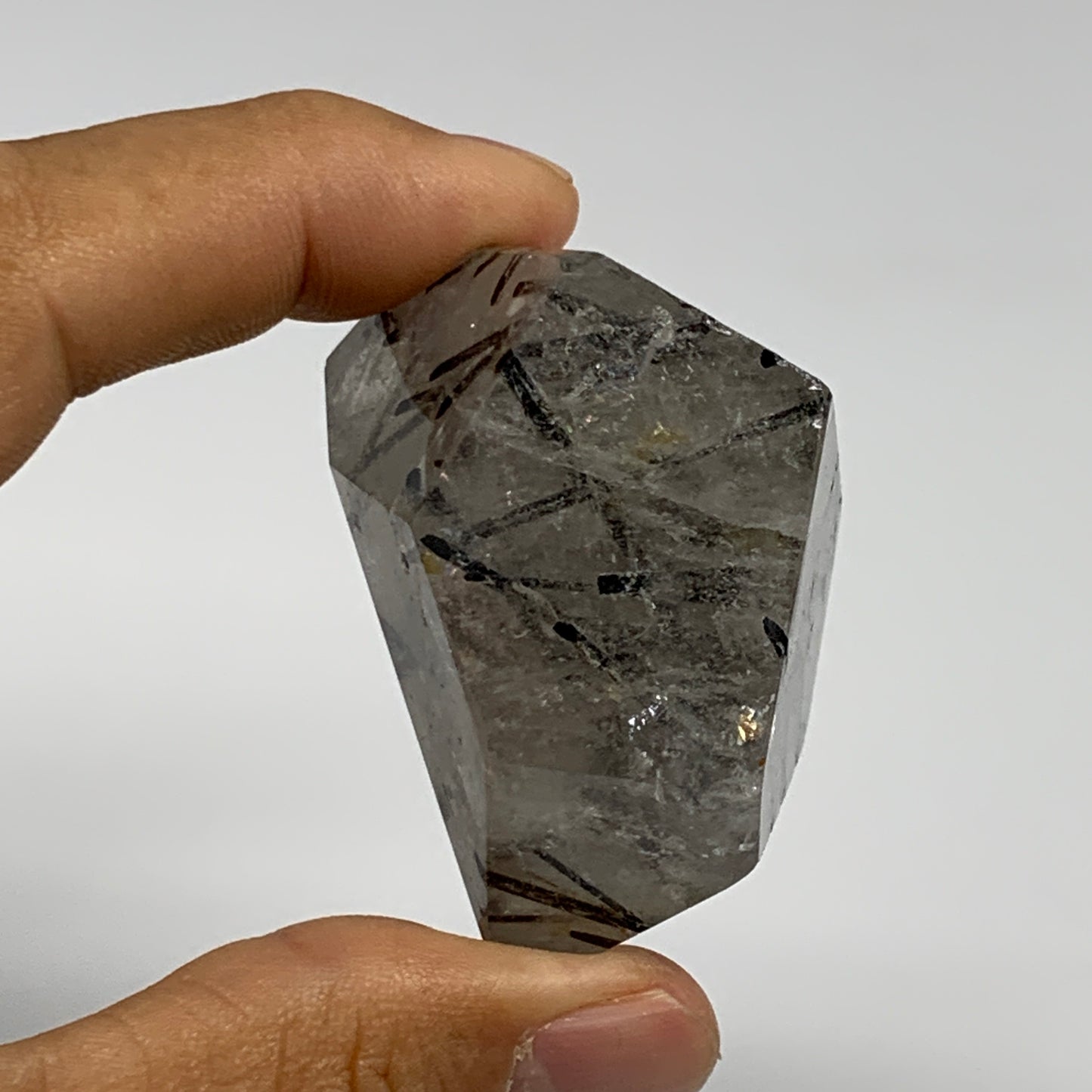 79.3g, 1.9"x1.7"x1.4", Black Tourmaline Rutile Quartz Crystal Chunk @Brazil,B274