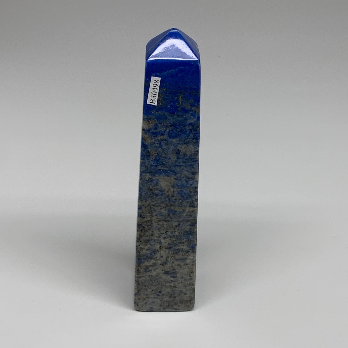 428.9g, 6.2"x1.3"x1.4", Natural Lapis Lazuli Tower Point Obelisk Afghanistan,B30