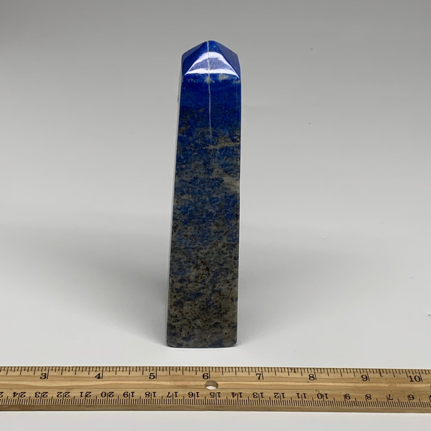 428.9g, 6.2"x1.3"x1.4", Natural Lapis Lazuli Tower Point Obelisk Afghanistan,B30