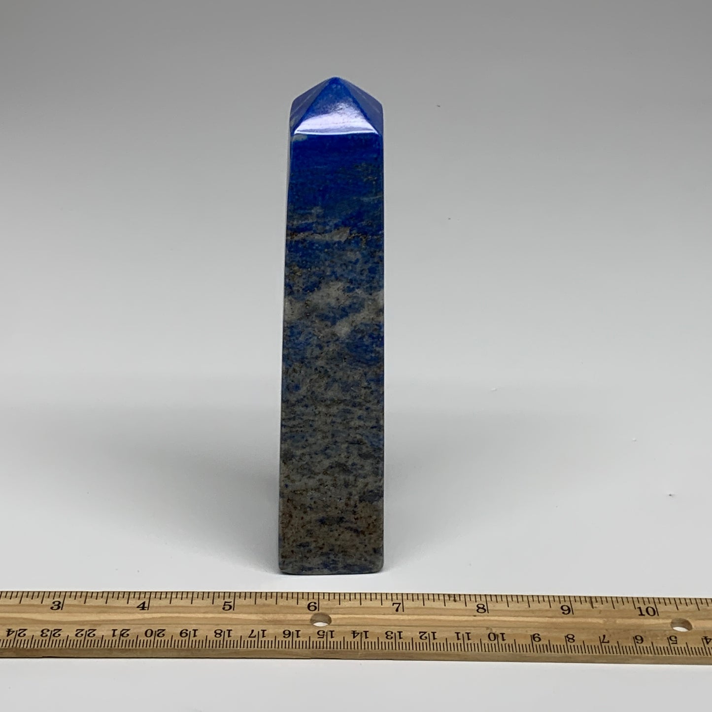 428.9g, 6.2"x1.3"x1.4", Natural Lapis Lazuli Tower Point Obelisk Afghanistan,B30