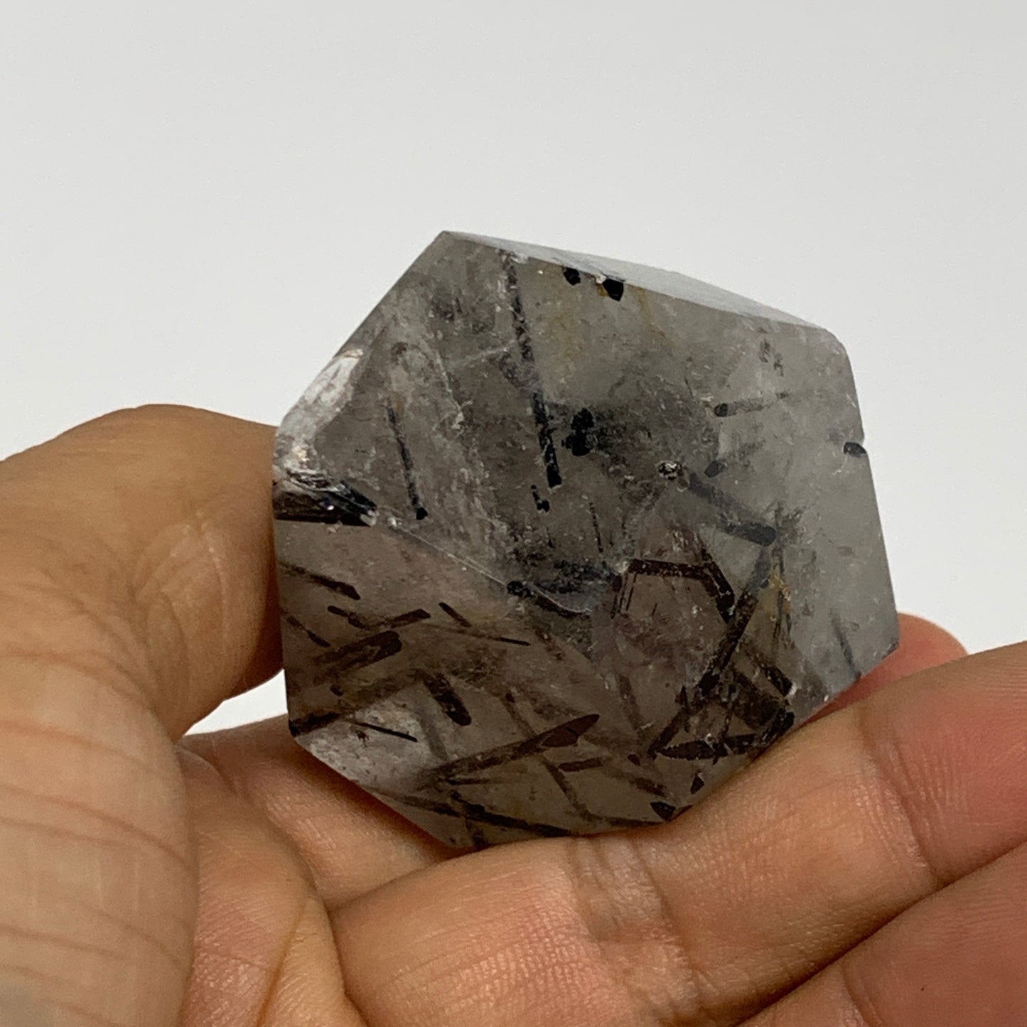 79.3g, 1.9"x1.7"x1.4", Black Tourmaline Rutile Quartz Crystal Chunk @Brazil,B274