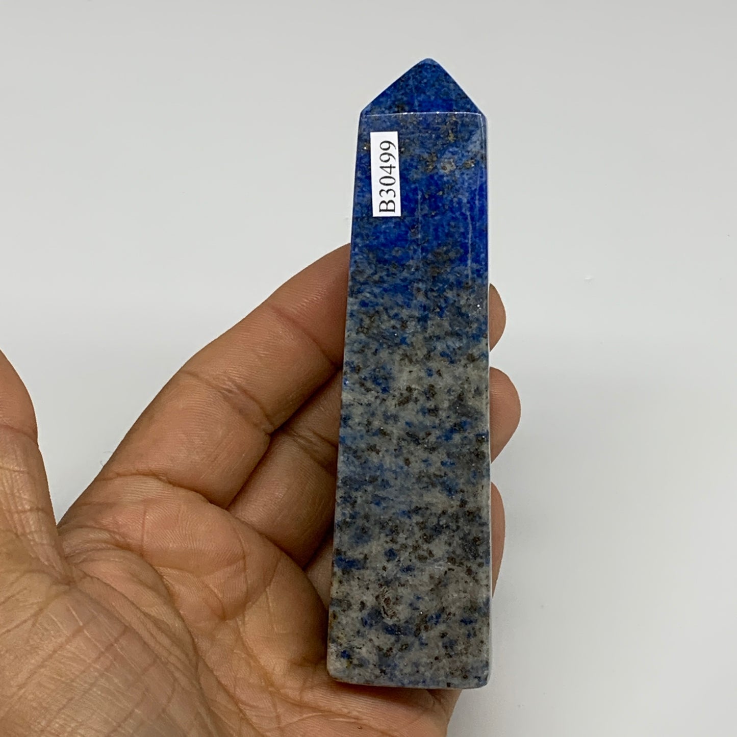 184.2g, 4.1"x1.1"x1.1", Natural Lapis Lazuli Tower Point Obelisk Afghanistan,B30