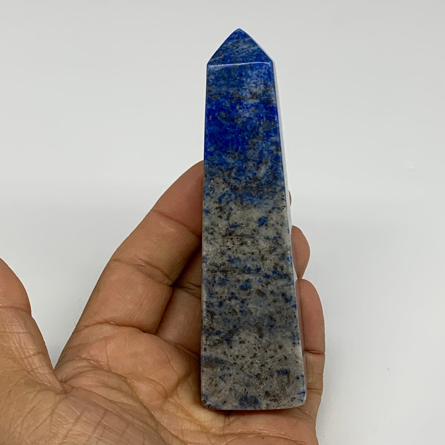 184.2g, 4.1"x1.1"x1.1", Natural Lapis Lazuli Tower Point Obelisk Afghanistan,B30