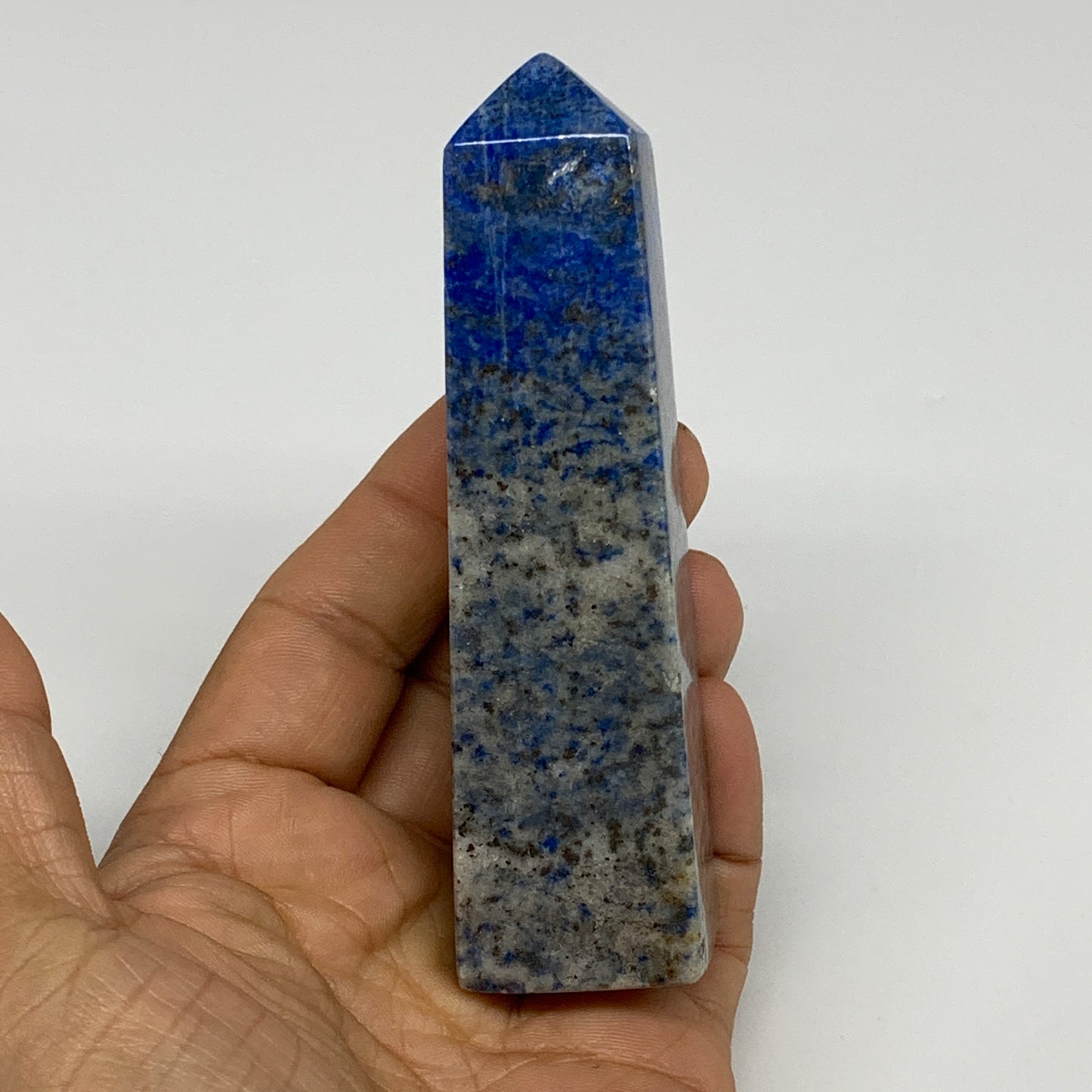 184.2g, 4.1"x1.1"x1.1", Natural Lapis Lazuli Tower Point Obelisk Afghanistan,B30