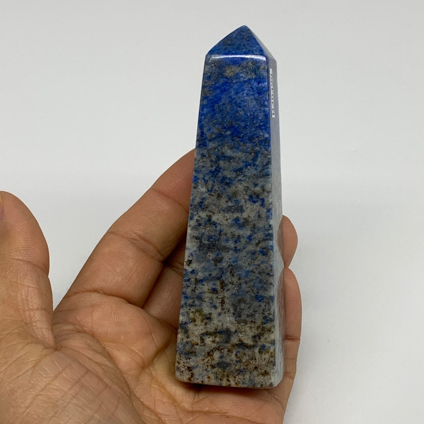 184.2g, 4.1"x1.1"x1.1", Natural Lapis Lazuli Tower Point Obelisk Afghanistan,B30