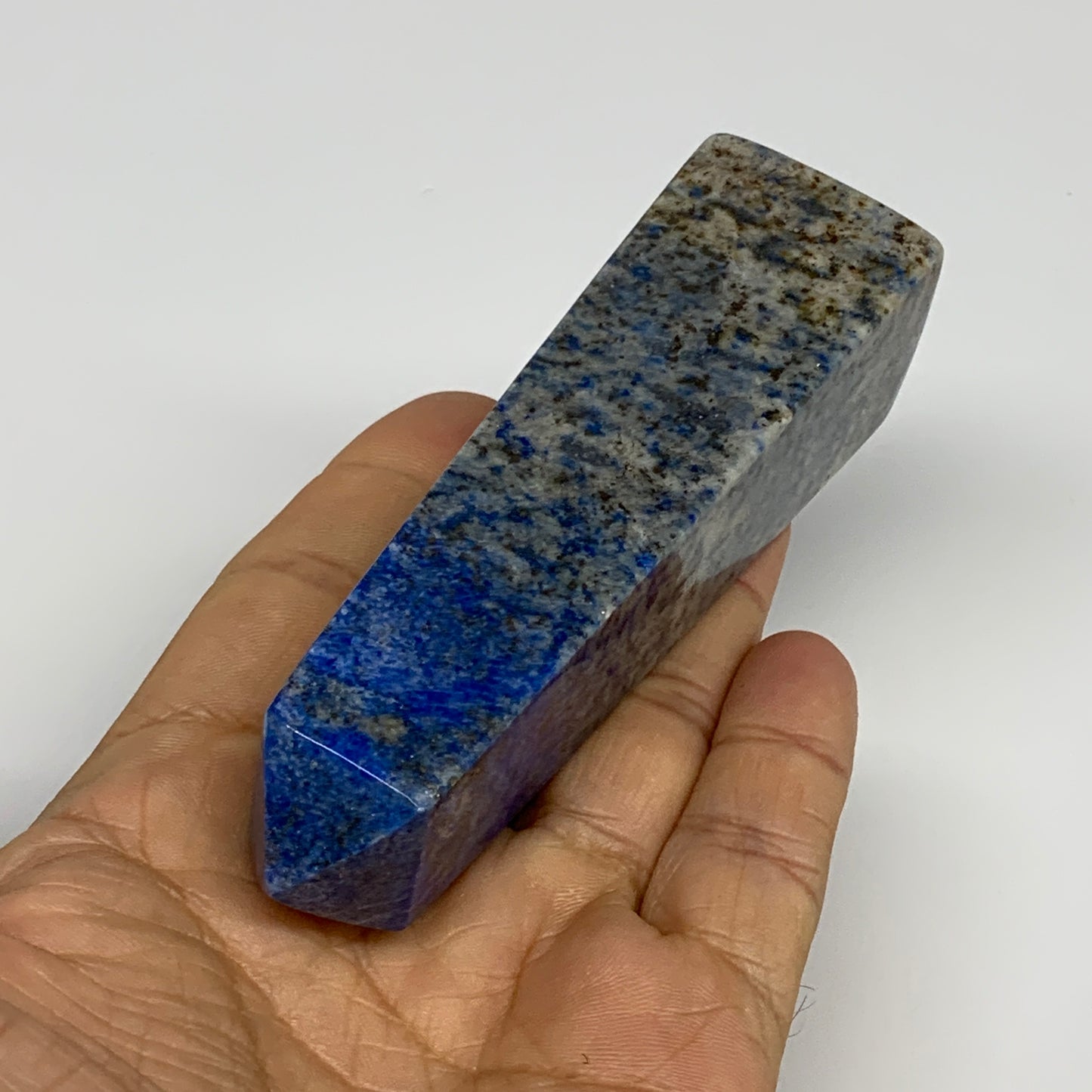 184.2g, 4.1"x1.1"x1.1", Natural Lapis Lazuli Tower Point Obelisk Afghanistan,B30