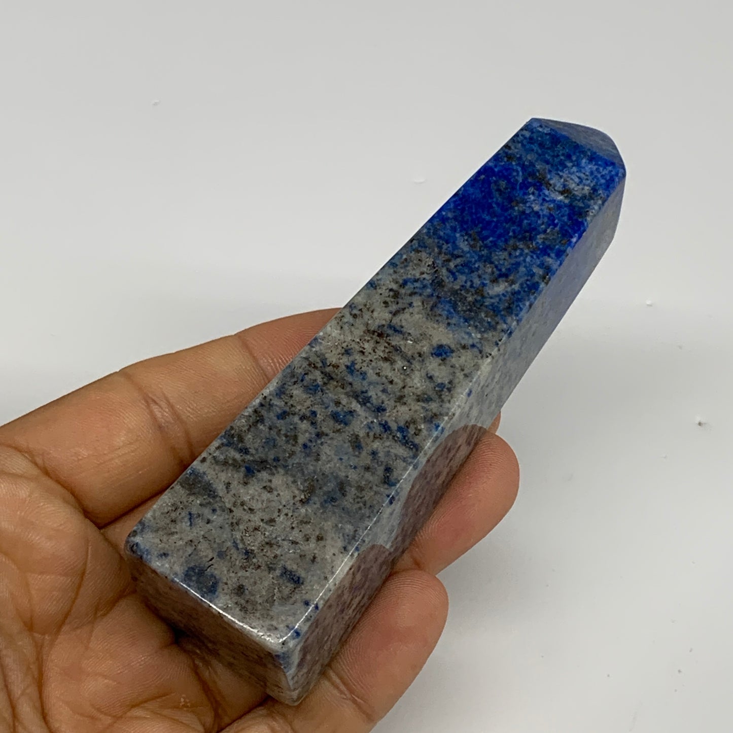 184.2g, 4.1"x1.1"x1.1", Natural Lapis Lazuli Tower Point Obelisk Afghanistan,B30