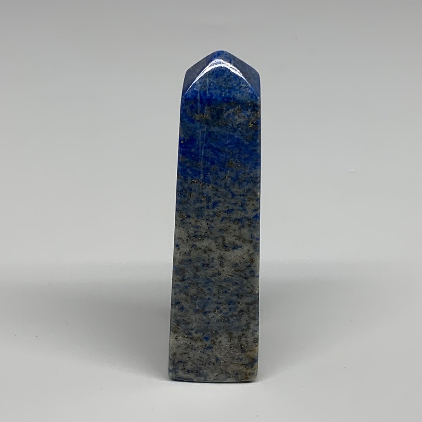 184.2g, 4.1"x1.1"x1.1", Natural Lapis Lazuli Tower Point Obelisk Afghanistan,B30