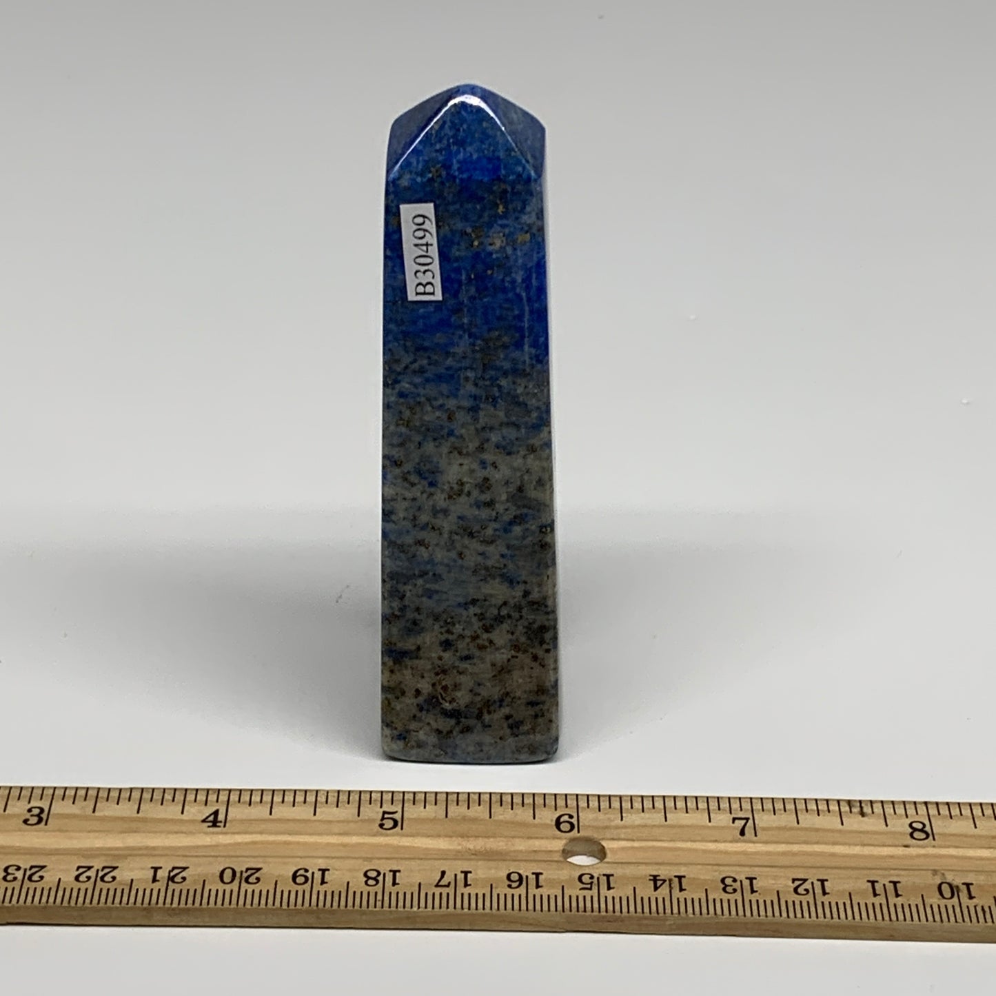 184.2g, 4.1"x1.1"x1.1", Natural Lapis Lazuli Tower Point Obelisk Afghanistan,B30