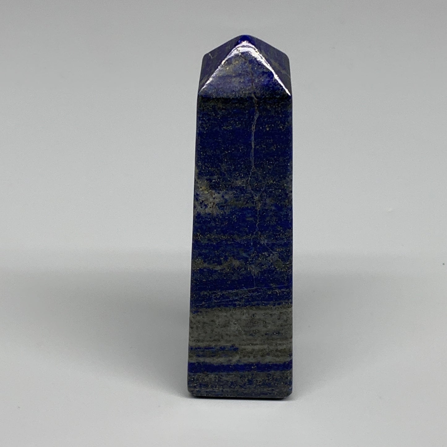 229g, 4.2"x1.2"x1.2", Natural Lapis Lazuli Tower Point Obelisk Afghanistan,B3051